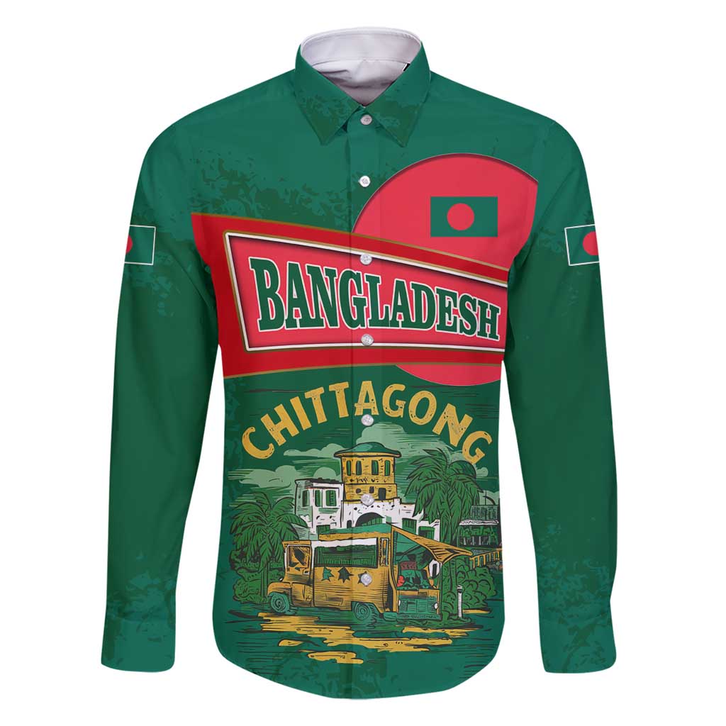 Bangladesh Chittagong Heritage Family Matching Long Sleeve Bodycon Dress and Hawaiian Shirt with National Emblem and Flag