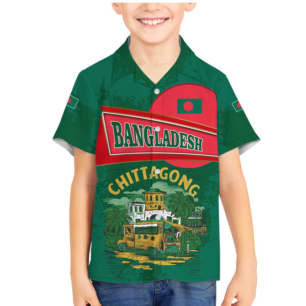 Bangladesh Chittagong Heritage Family Matching Mermaid Dress and Hawaiian Shirt with National Emblem and Flag