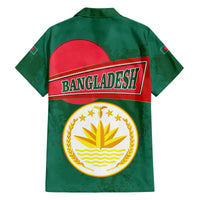 Bangladesh Chittagong Heritage Family Matching Off The Shoulder Long Sleeve Dress and Hawaiian Shirt with National Emblem and Flag
