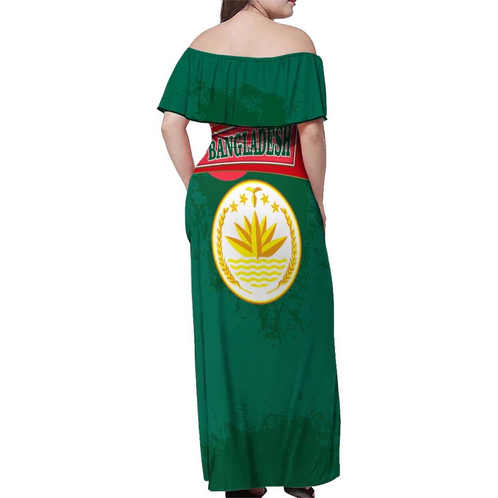 Bangladesh Chittagong Heritage Family Matching Off Shoulder Maxi Dress and Hawaiian Shirt with National Emblem and Flag