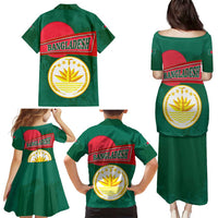 Bangladesh Chittagong Heritage Family Matching Puletasi and Hawaiian Shirt with National Emblem and Flag