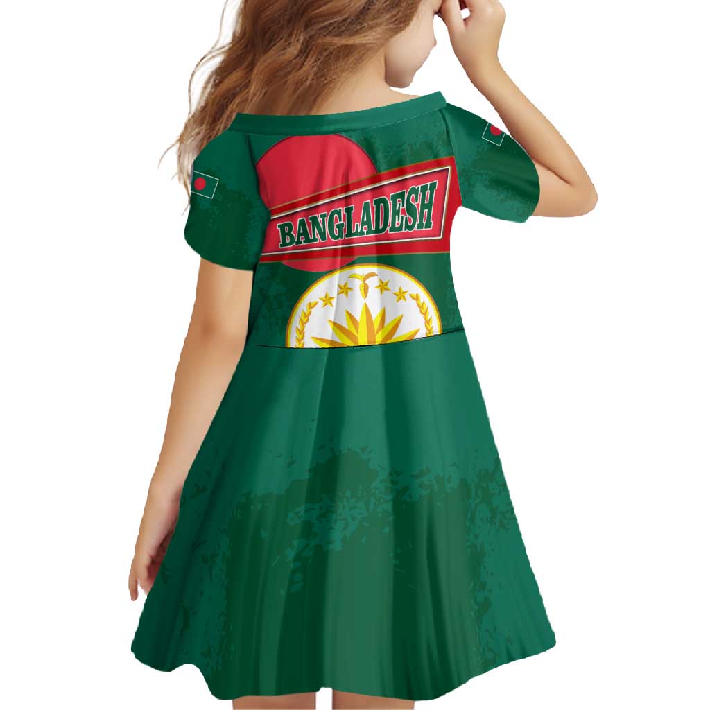 Bangladesh Chittagong Heritage Family Matching Short Sleeve Bodycon Dress and Hawaiian Shirt with National Emblem and Flag