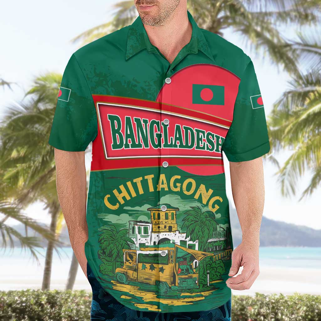 Bangladesh Chittagong Heritage Hawaiian Shirt with National Emblem and Flag