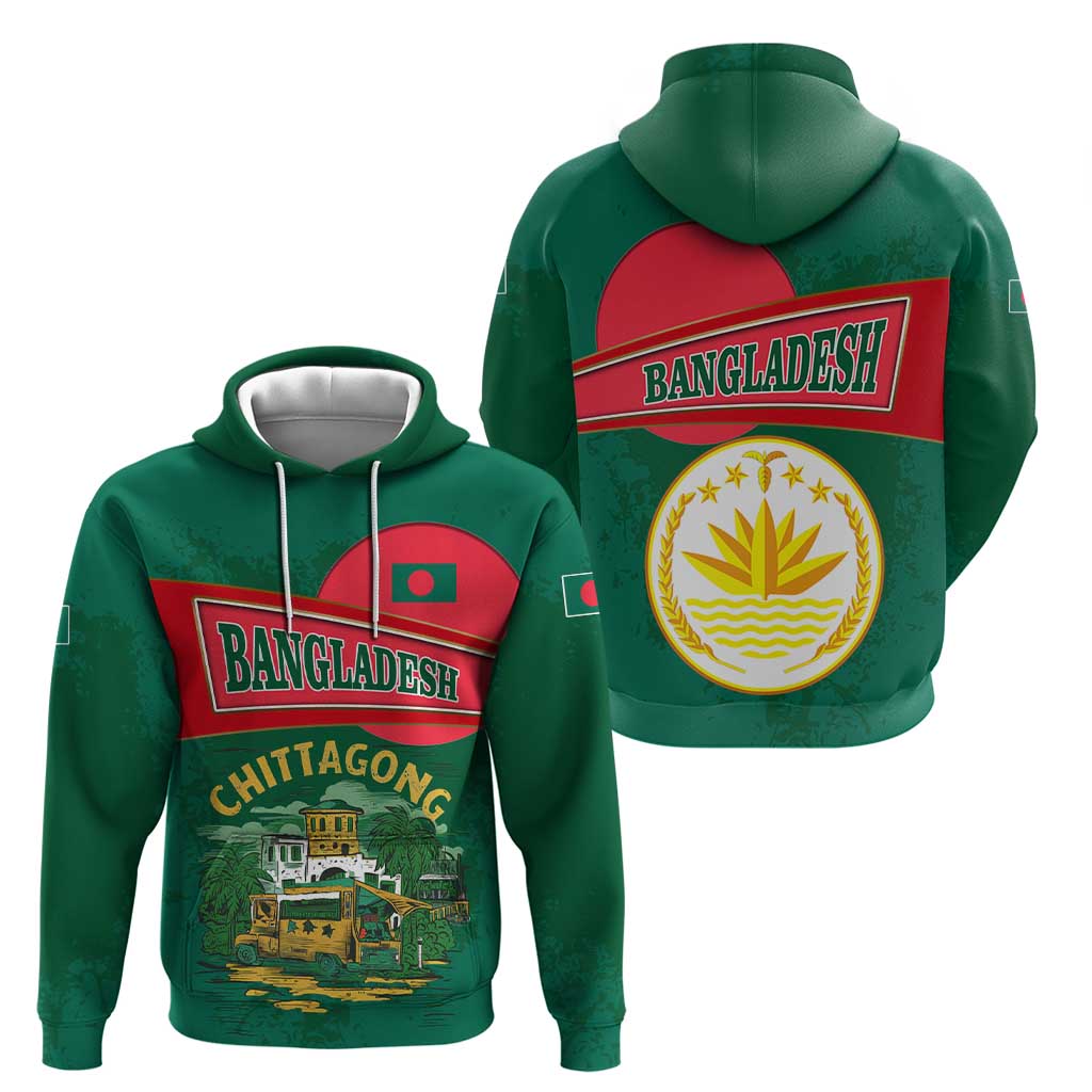 Bangladesh Chittagong Heritage Hoodie with National Emblem and Flag
