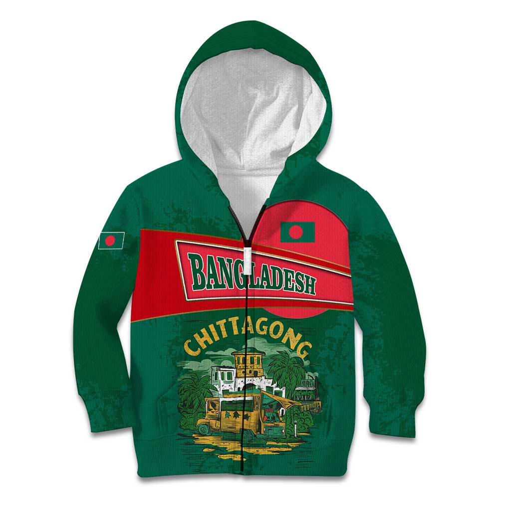 Bangladesh Chittagong Heritage Kid Hoodie with National Emblem and Flag