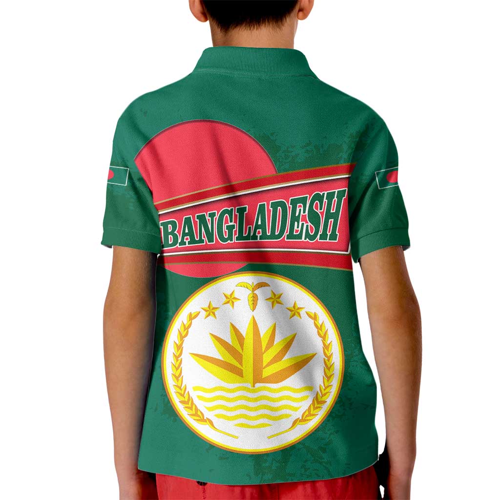 Bangladesh Chittagong Heritage Kid Polo Shirt with National Emblem and Flag