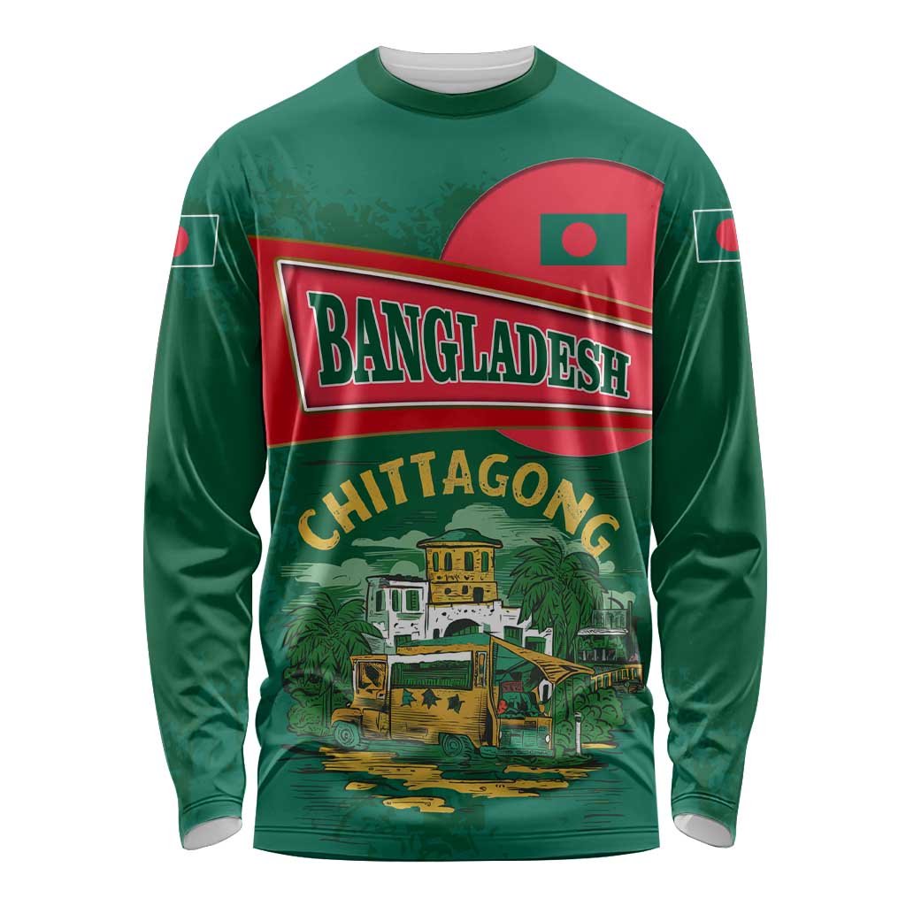 Bangladesh Chittagong Heritage Long Sleeve Shirt with National Emblem and Flag