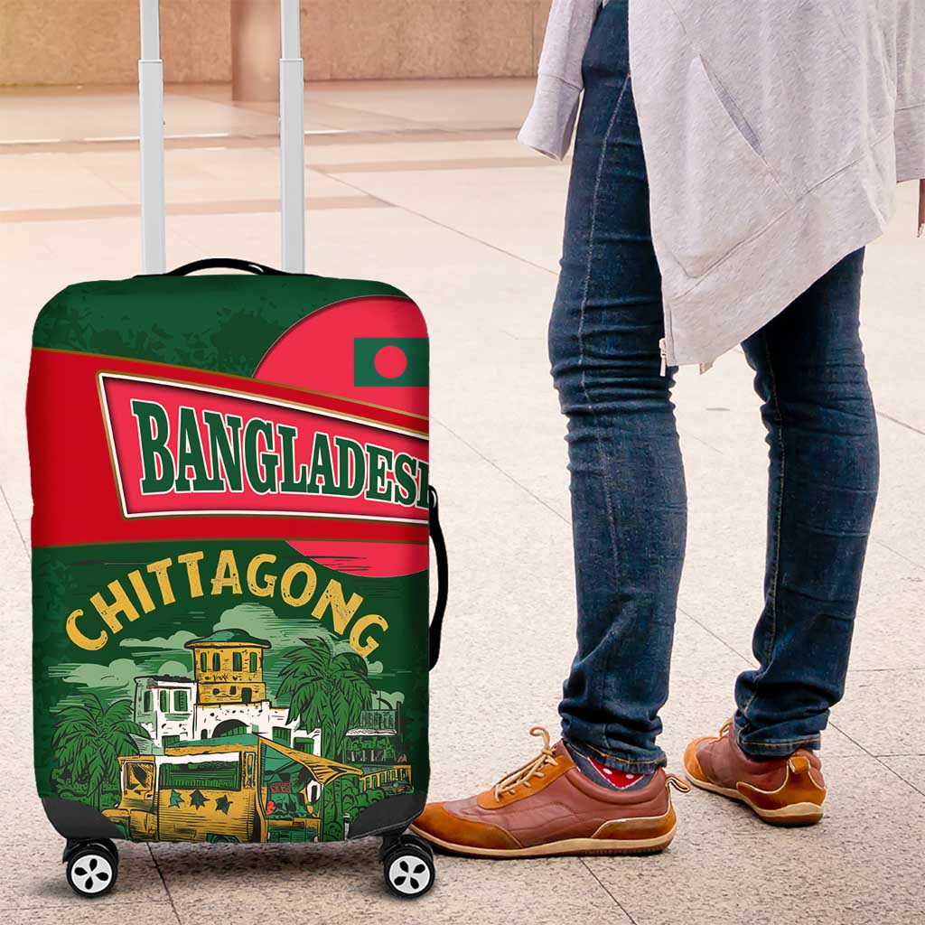 Bangladesh Chittagong Heritage Luggage Cover with National Emblem and Flag