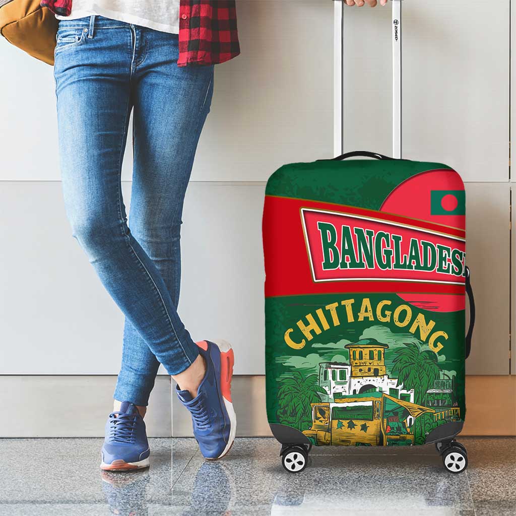 Bangladesh Chittagong Heritage Luggage Cover with National Emblem and Flag