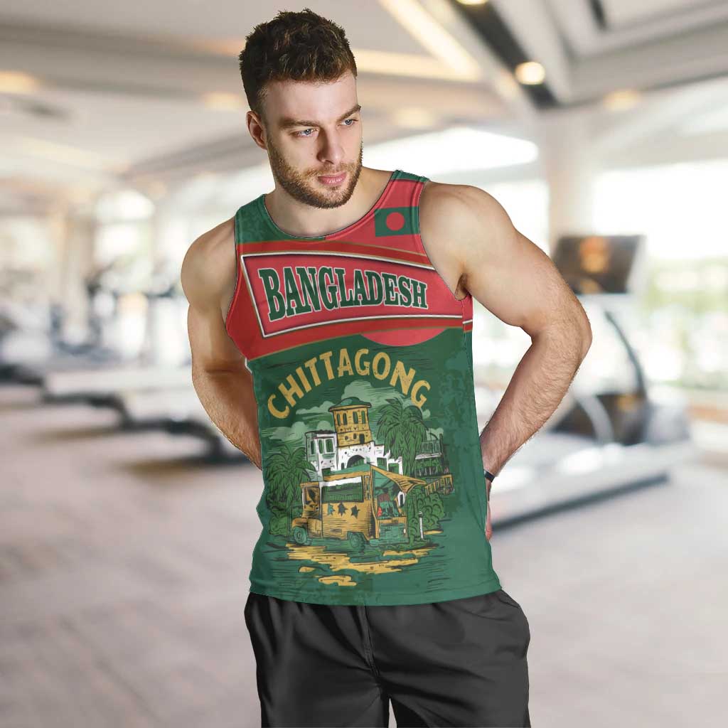 Bangladesh Chittagong Heritage Men Tank Top with National Emblem and Flag