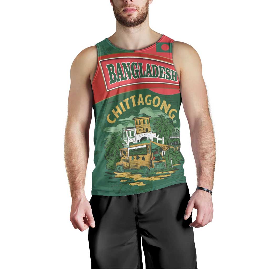 Bangladesh Chittagong Heritage Men Tank Top with National Emblem and Flag