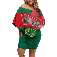 Bangladesh Chittagong Heritage Off Shoulder Short Dress with National Emblem and Flag