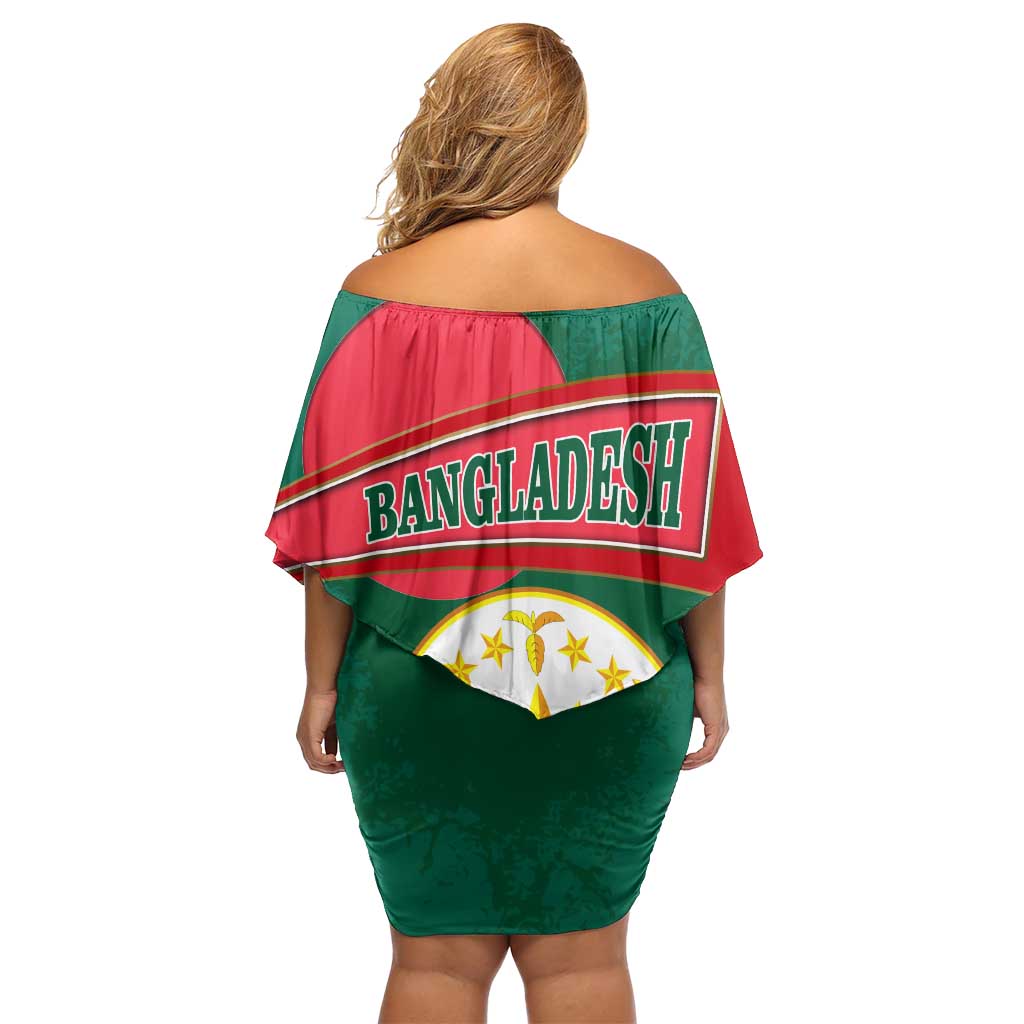 Bangladesh Chittagong Heritage Off Shoulder Short Dress with National Emblem and Flag