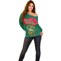 Bangladesh Chittagong Heritage Off Shoulder Sweater with National Emblem and Flag