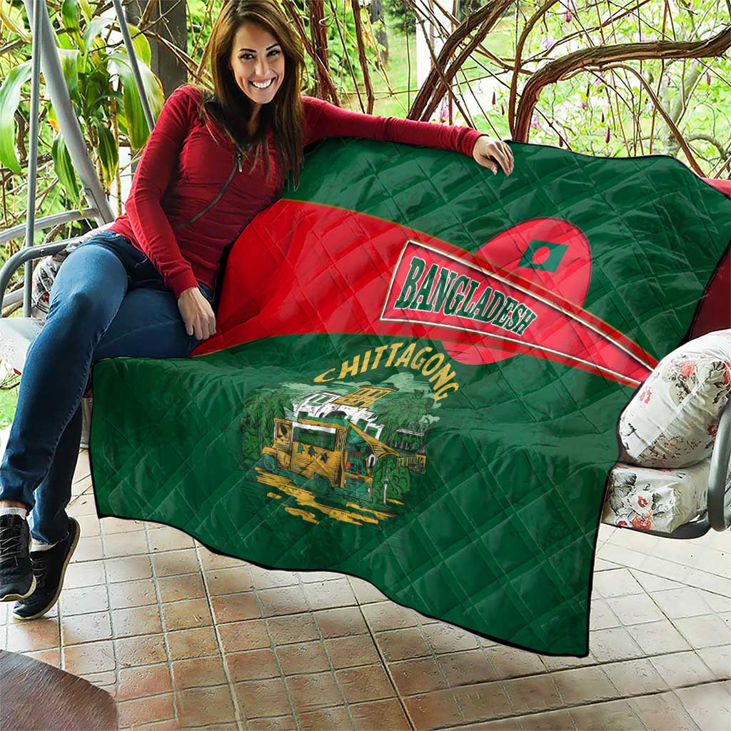 Bangladesh Chittagong Heritage Quilt with National Emblem and Flag