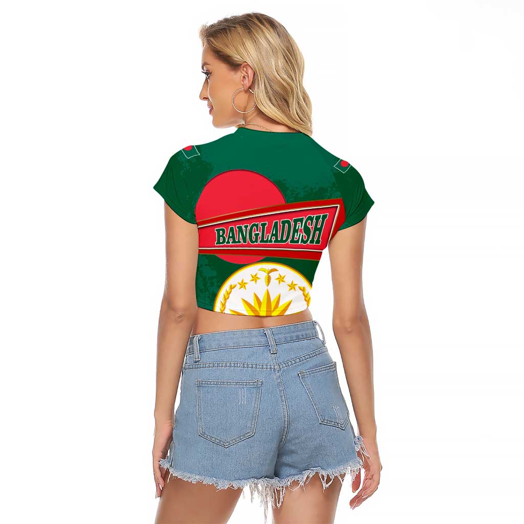 Bangladesh Chittagong Heritage Raglan Cropped T Shirt with National Emblem and Flag