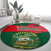 Bangladesh Chittagong Heritage Round Carpet with National Emblem and Flag