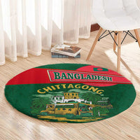 Bangladesh Chittagong Heritage Round Carpet with National Emblem and Flag