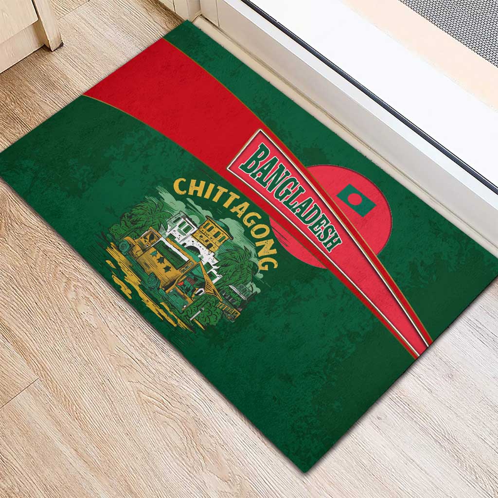 Bangladesh Chittagong Heritage Rubber Doormat with National Emblem and Flag