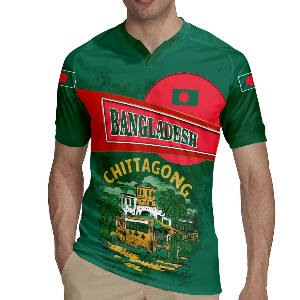 Bangladesh Chittagong Heritage Rugby Jersey with National Emblem and Flag
