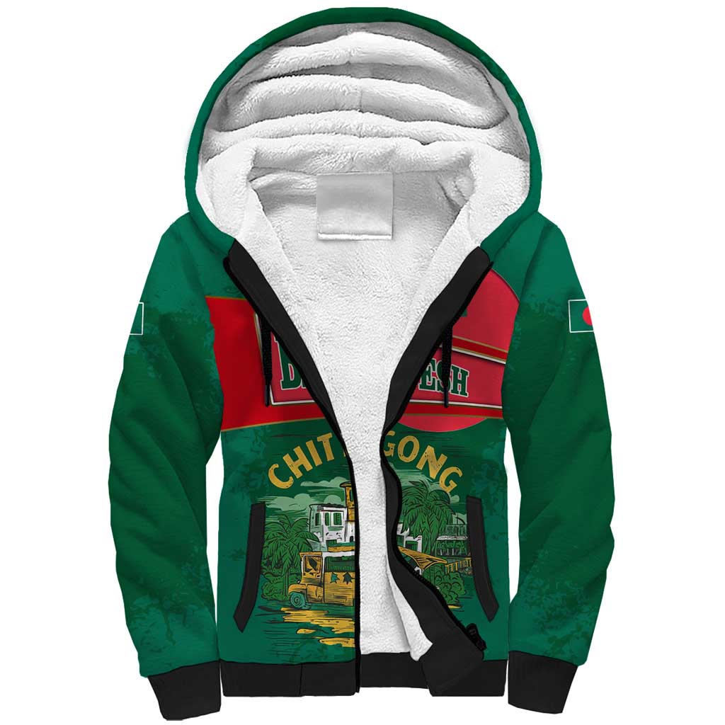 Bangladesh Chittagong Heritage Sherpa Hoodie with National Emblem and Flag