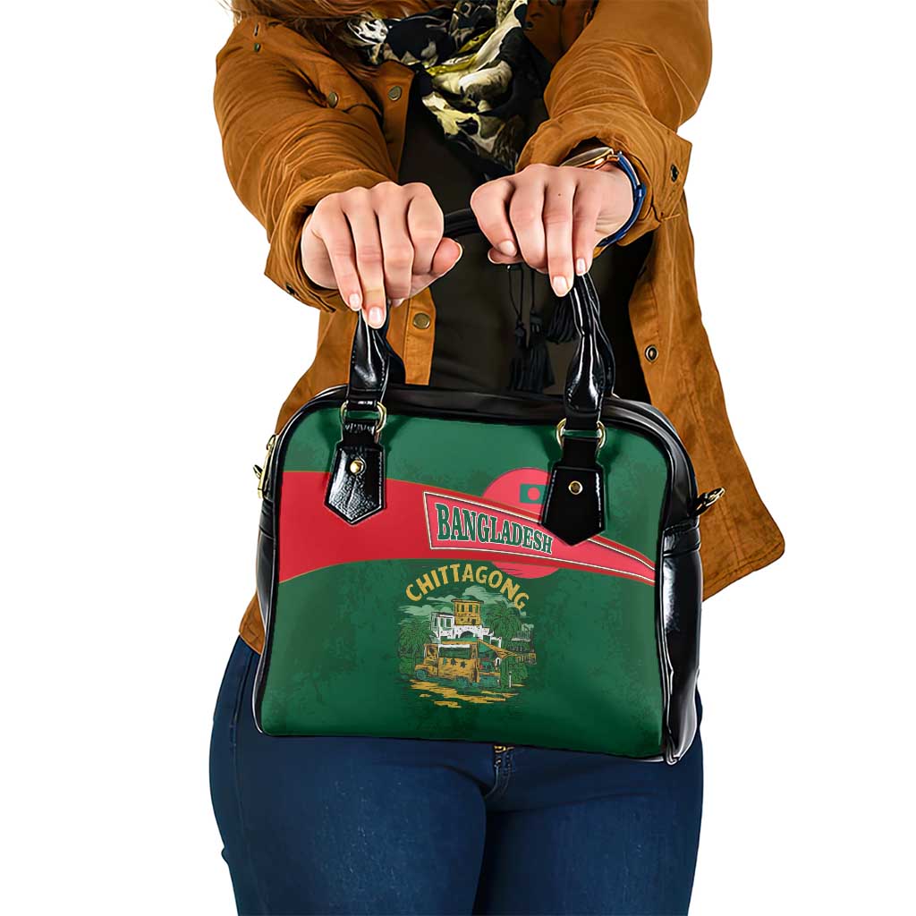 Bangladesh Chittagong Heritage Shoulder Handbag with National Emblem and Flag
