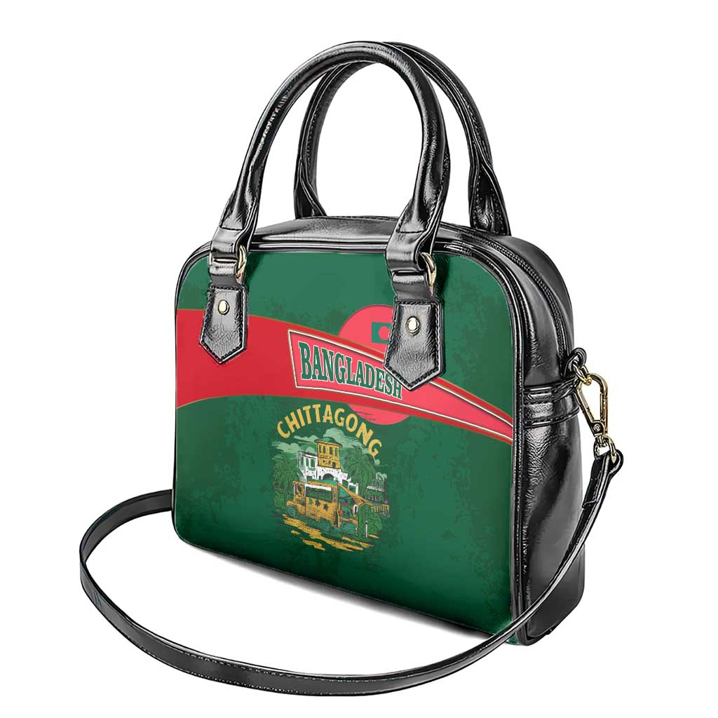 Bangladesh Chittagong Heritage Shoulder Handbag with National Emblem and Flag
