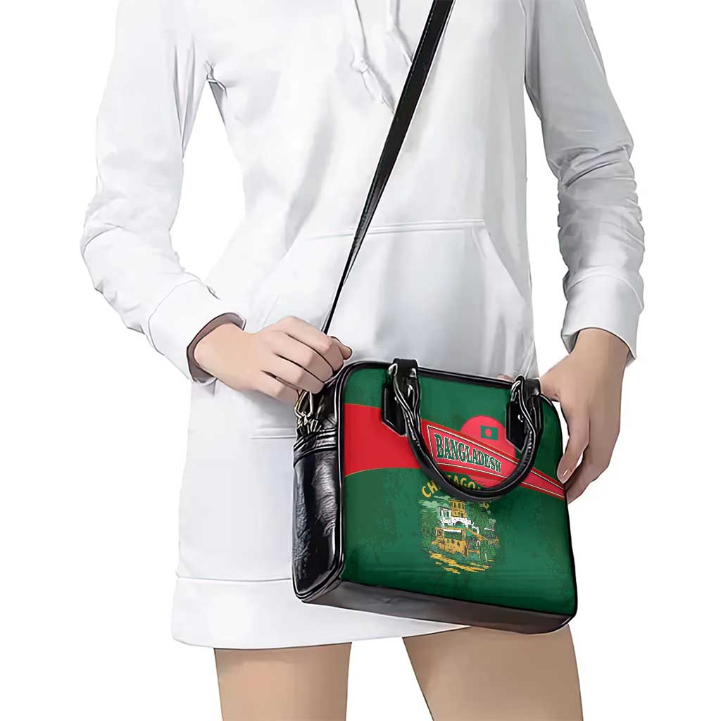 Bangladesh Chittagong Heritage Shoulder Handbag with National Emblem and Flag