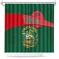 Bangladesh Chittagong Heritage Shower Curtain with National Emblem and Flag