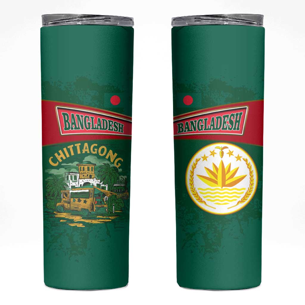 Bangladesh Chittagong Heritage Skinny Tumbler with National Emblem and Flag