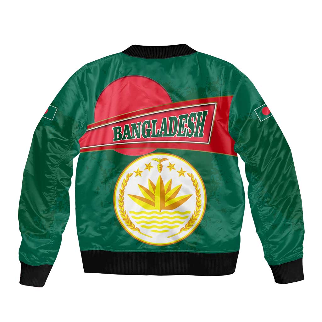 Bangladesh Chittagong Heritage Sleeve Zip Bomber Jacket with National Emblem and Flag