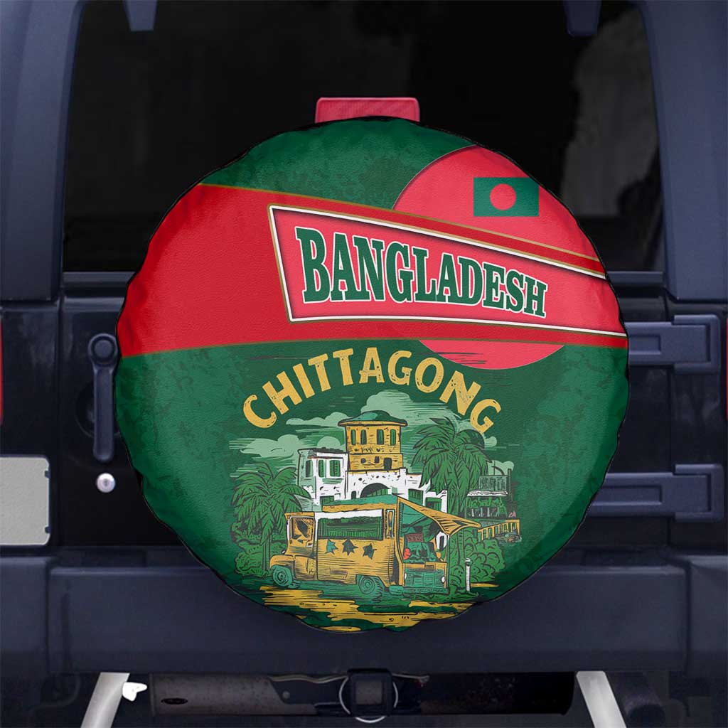 Bangladesh Chittagong Heritage Spare Tire Cover with National Emblem and Flag