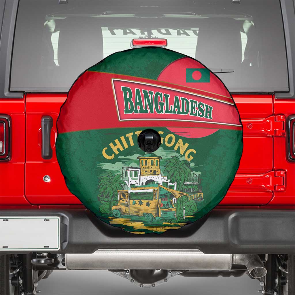 Bangladesh Chittagong Heritage Spare Tire Cover with National Emblem and Flag