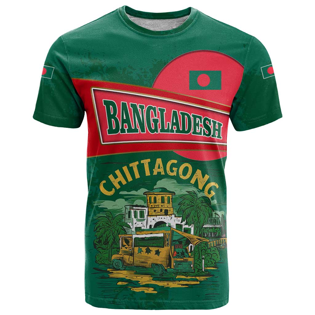 Bangladesh Chittagong Heritage T Shirt with National Emblem and Flag