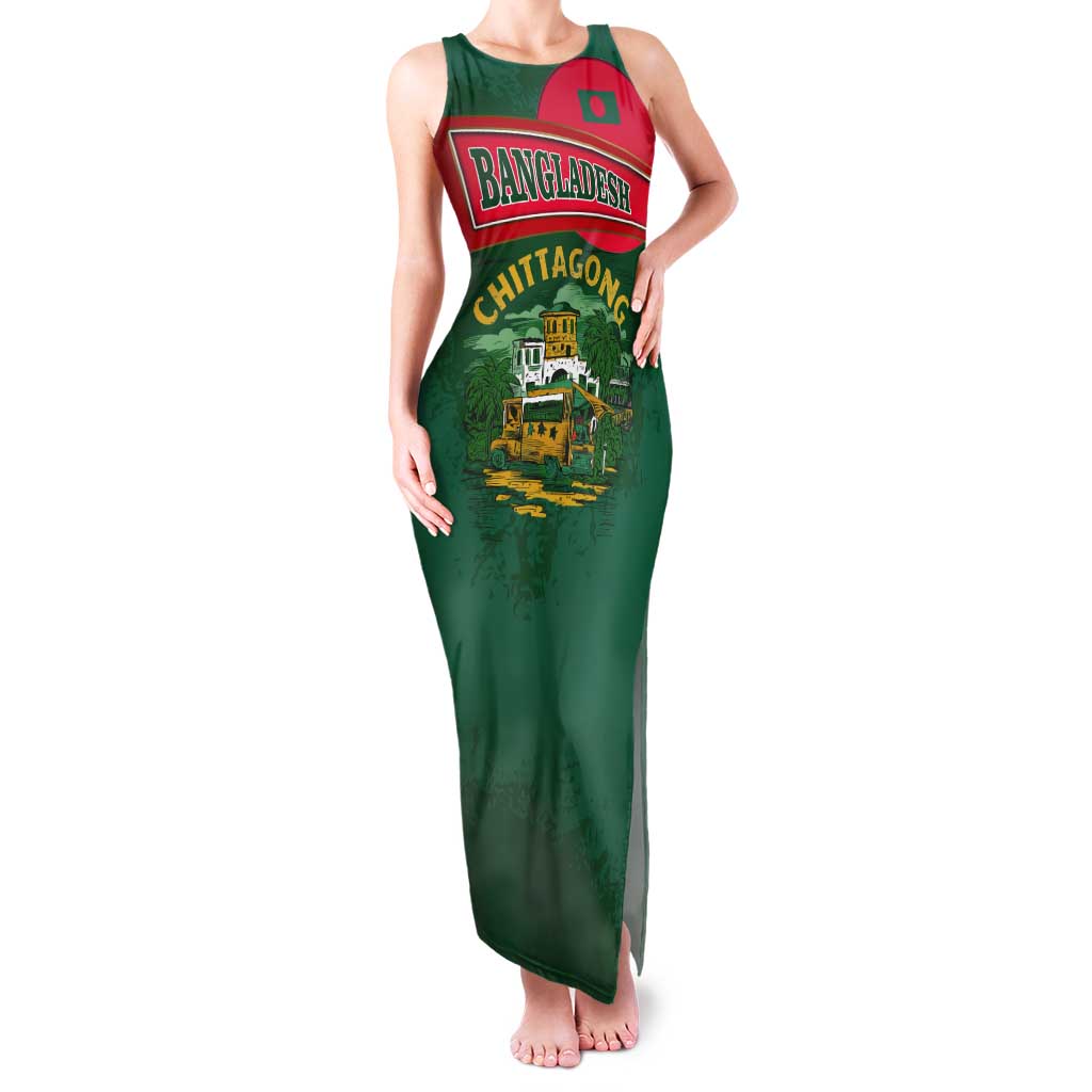 Bangladesh Chittagong Heritage Tank Maxi Dress with National Emblem and Flag