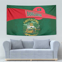 Bangladesh Chittagong Heritage Tapestry with National Emblem and Flag