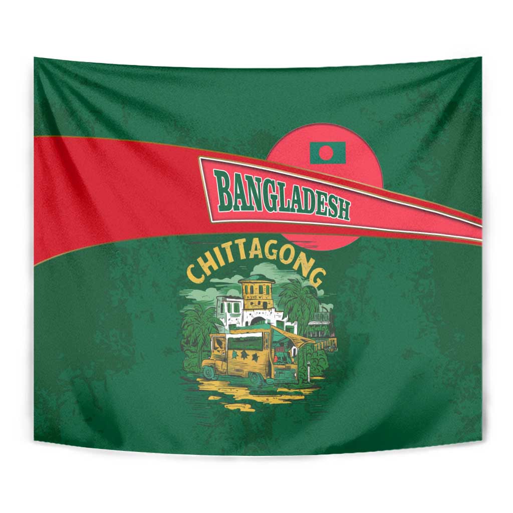 Bangladesh Chittagong Heritage Tapestry with National Emblem and Flag