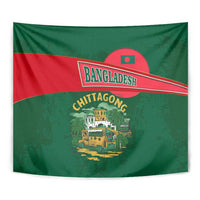 Bangladesh Chittagong Heritage Tapestry with National Emblem and Flag