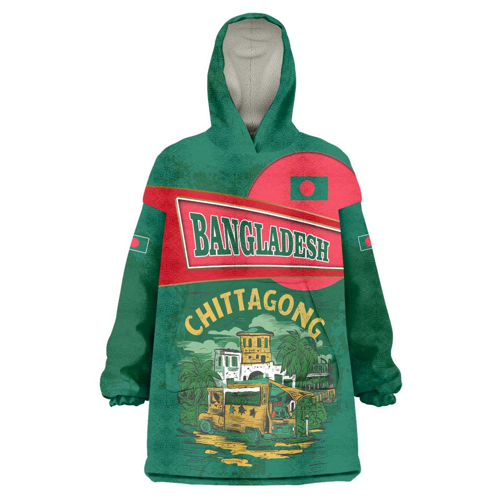 Bangladesh Chittagong Heritage Wearable Blanket Hoodie with National Emblem and Flag