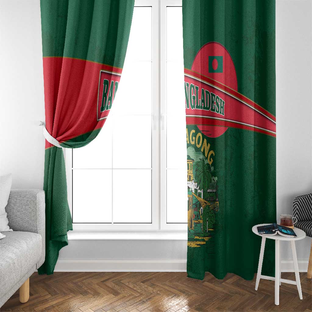 Bangladesh Chittagong Heritage Window Curtain with National Emblem and Flag