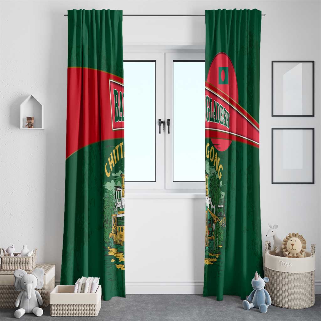 Bangladesh Chittagong Heritage Window Curtain with National Emblem and Flag