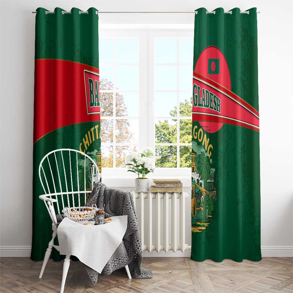 Bangladesh Chittagong Heritage Window Curtain with National Emblem and Flag