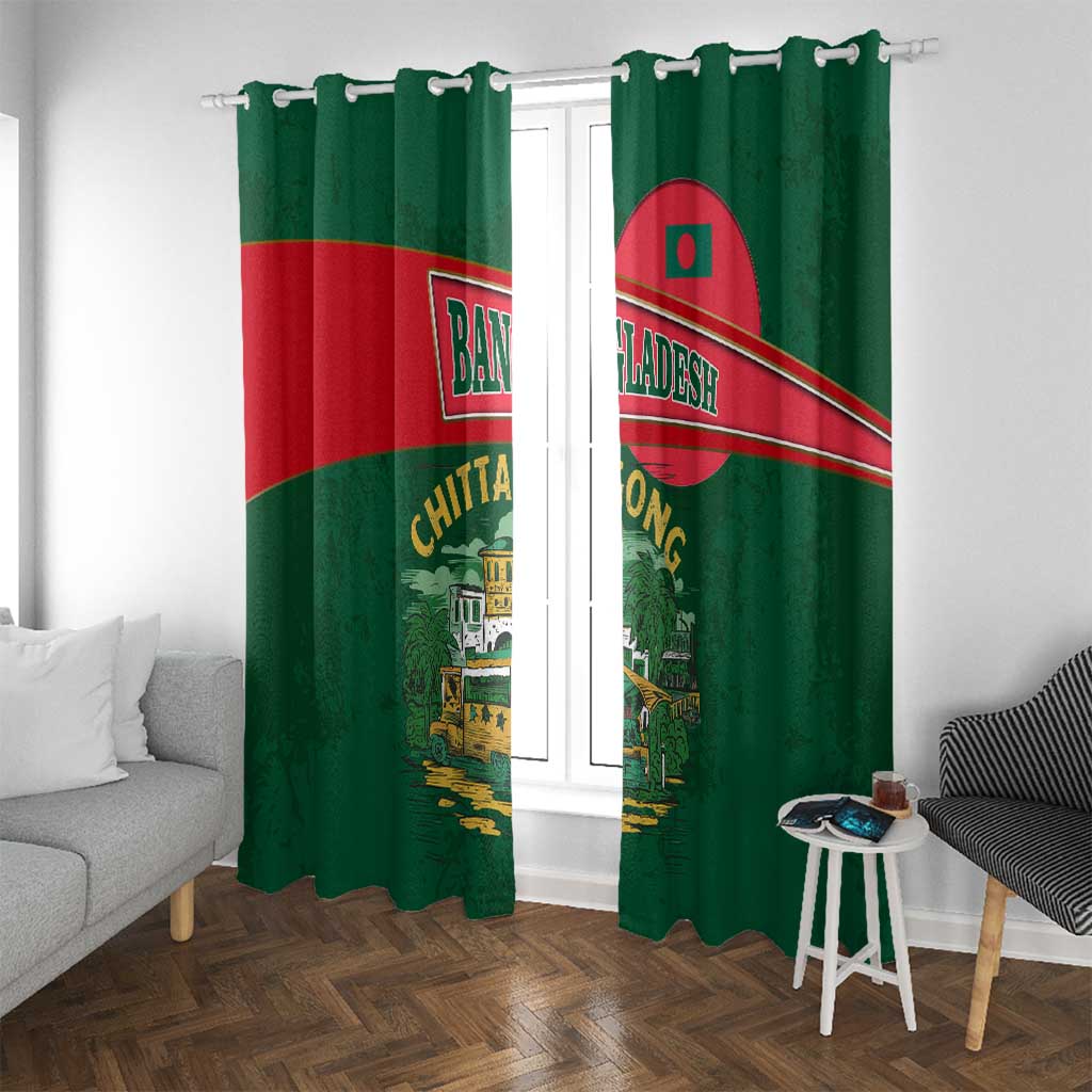 Bangladesh Chittagong Heritage Window Curtain with National Emblem and Flag