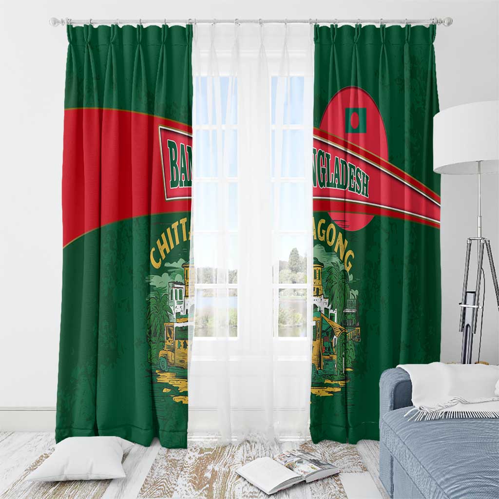 Bangladesh Chittagong Heritage Window Curtain with National Emblem and Flag
