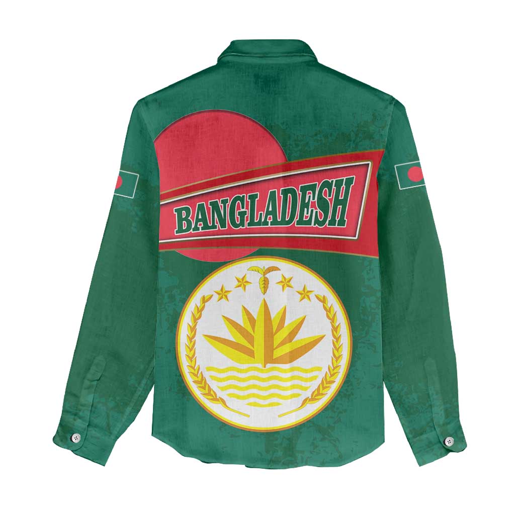 Bangladesh Chittagong Heritage Women Casual Shirt with National Emblem and Flag