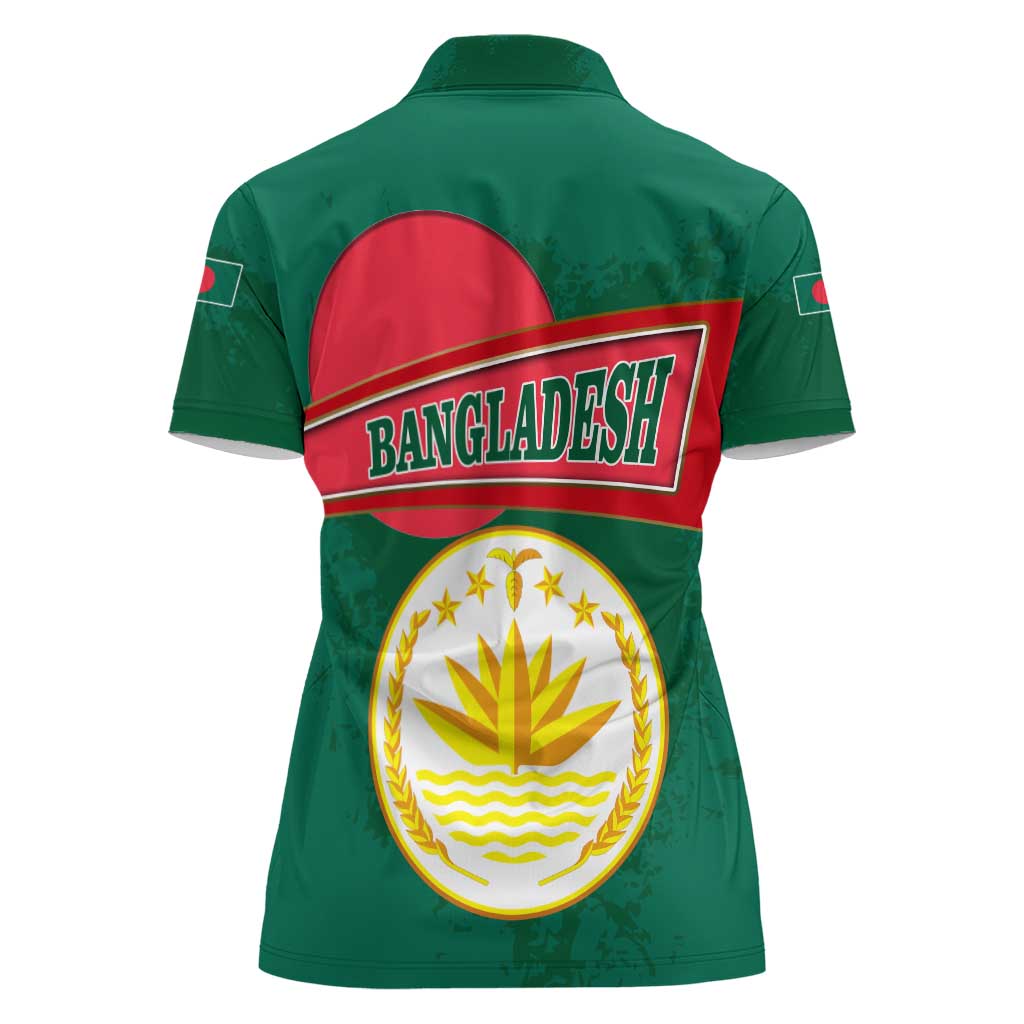 Bangladesh Chittagong Heritage Women Polo Shirt with National Emblem and Flag