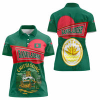 Bangladesh Chittagong Heritage Women Polo Shirt with National Emblem and Flag