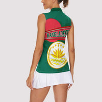 Bangladesh Chittagong Heritage Women Sleeveless Polo Shirt with National Emblem and Flag