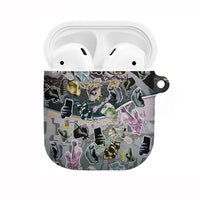 Personalized Made By Human Imperfect Statue Faces AirPods Case Handmade Look Grunge Collage Pop Art