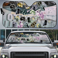 Personalized Made By Human Imperfect Statue Faces Auto Sun Shade Handmade Look Grunge Collage Pop Art